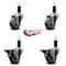 Service Caster 3'' Gray Poly Wheel Swivel 1-1/4'' Expanding Stem Caster Set 2 Brakes, 4PK SCC-EX20S314-PPUB-2-PLB-2-114 - alternate 4